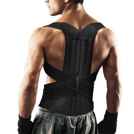 Zen Zen Faja corrector de postura y soporte deportivo con 2 barras de apoyo Unisex hombre y mujer (Negro, S)