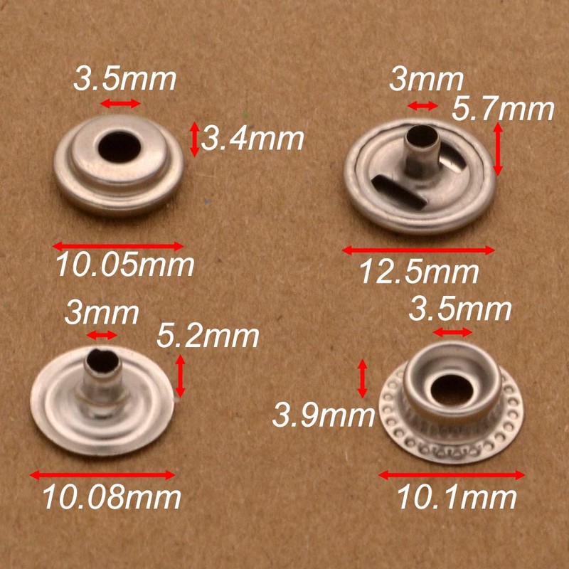 60 Sets 12.5mm Stainless Steel Snap Button Kits for Coats
