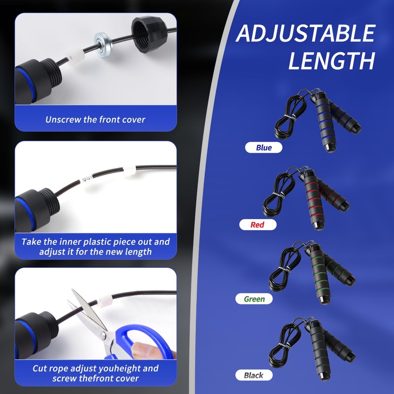 Junqixing-skipping rope,adjustable length,fastskippingropewithballbearing