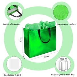 BLEWINDZ 18Pcs Large Gift Bags with Tissues for Presents - 13'' Reusable Non-Woven Gift Goodie Bags with Metallic Shiny - Party Favor Bag Tote Bag for Wedding, Birthday, Christmas