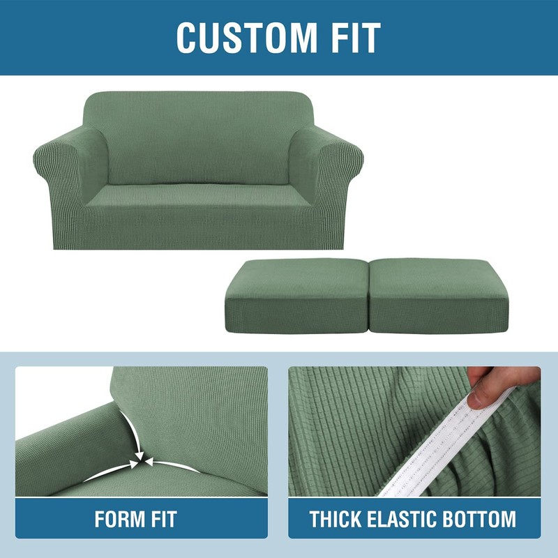 H.VERSAILTEX 3 Piece Stretch Sofa Covers for 2 Cushion Loveseat