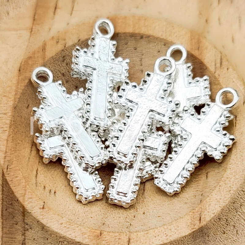 Ny6design Pewter Cross Charms – 19mm 8pcs Mini Silver Pendants