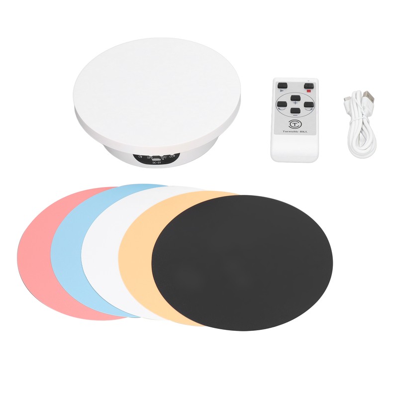 Rotating Display Stand 16cm White Remote Control Low Noise Electric