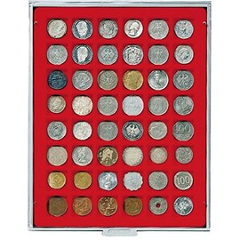 Lindner 2149 Coin Box-Gray / red insert