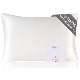 ZIMASILK 100% silk pillowcase for hair and skin Double-Sided 19 Momme Pure Mulberry Silk Cushion Cover with Zip, 1 Piece (50 x 70 cm, White)
