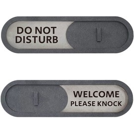 GEEKBEAR Do Not Disturb Welcome Please Knock Slider Sign (Gray) - Privacy Slide Door Indicator with Clear Bold Text – Privacy Sign for Home, Restroom, Office, Conference Room, Private Studio