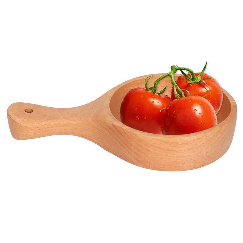 Wooden Bowl with Handle Noodle Bowl for Salad Fruit Soup