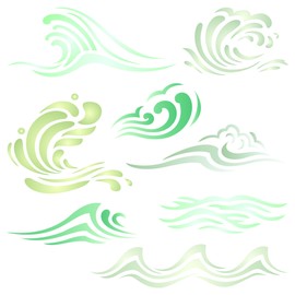 Waves Stencil - 11.5 x 11.5cm (S) - Reusable Ocean Sea Wave Water Effect Wall Stencil Template