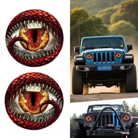 Diamall 2 PCS Beast Eyes Headlight Decals, 3D Stereo Beast Eyes Stickers, Cool Round Light Decals Decoration for J-eep, Car Body Window Bumper Decoration Stickers for Wrangler (Red Animal Eyes)