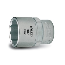 HAZET Socket, 12 Angle, 880Z-10, Double Side Width: 0.4 x Insertion Angle: 0.37 x Total Length: 1 inch (25 mm)