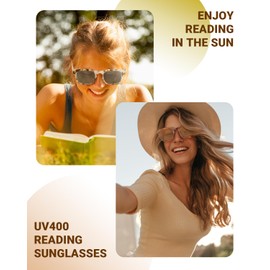 JM Bifocal Reading Glasses For Women Men, Classic Square Reading Sunglasses UV Protection +3.5