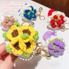 HUANGLWLIUF 2PCS Creative Roses/Sunflower Crochet Keychain Charms Crochet Flower Pendant