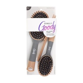 Goody Detangle It - Juego de cepillos para el cabello, cepillo ovalado grande de paleta + peine desenredante + mini cepillo, adecuado para desenredar 