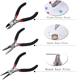 NIUPIKA Jewelry Pliers Set with Needle Nose Plier Round Nose Plier Wire Cutter Plier for Jewelry Making Supplies Wire Wrapping Cutting DIY Craft Tools