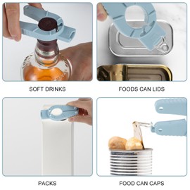 Ouligay 4 Pcs Plastic Bottle Cap Opener,Versatile Bottle Openers,Soda Can Opener Tool for Cans, Water Bottle Caps,Lid Opener Gift for Elderly and Children Tighten and Untwist(White Blue)