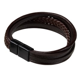 Ultra Brown Leather Bracelets Genuine Leather Bracelets for Women and Men Multi-Layer Bracelet with Strong Magnet Clasp Rope Wristband Mens Braclettes Leather Cuff Wrap Double Braided Bracelet
