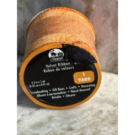 Unbranded Wired Ribbon~Orange Velvet~Sequin~