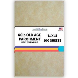 100 Old Age Parchment 60# Text (=24# Bond) Paper Sheets - 11" X 17" (11X17 Inches) Tabloid|Ledger|Booklet Size - 60 Pound is Not Card Weight- Vintage Colored Old Parchment Semblance