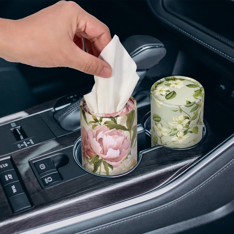 4pack Car Tissues Holder with Facial Tissues Vintage Rose Peony