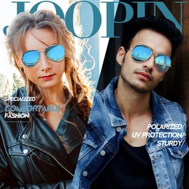 Joopin Polarized Military Sunglasses UV400 Protection, Retro Lightweight Aviation Sun Glasses, 2 Pack Mirror Blue Shades