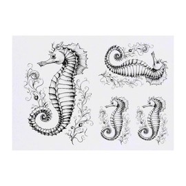 4 x 'seahorse' Temporary Tattoos - Water Resistant, Skin-Safe, Non-Toxic Transfers, Mixed Sizes (TO00062298)