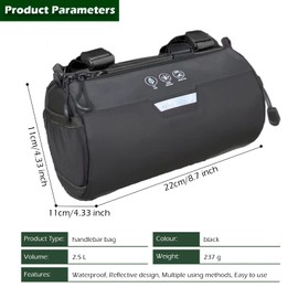 CamGo Small Handlebar Bag for Bike - Multifunctional Mini Shoulder Pack Cycling Accessory Pocket (Cylinder Black)