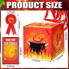 Tenceur Chili Cook off Contest Ballot Box with 50 Pcs Voting Cards and 3 Pcs Trophy Award Ribbons for Chili Cook off Game Award Prizes Party Supplies Decorations Cook Chef, Assembly Needed (Classic)