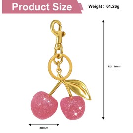 BRDXOOL Women Keychain Cute Metal Pendant Jewelry Accessories Pink Cherry Cute Daily Accessories for Car Keys Bags Backpacks Decorative Keychains