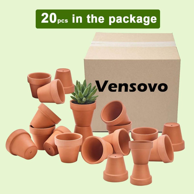vensovo 3 Inch Terra Cotta Pots with Drainage - 20