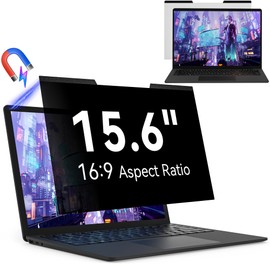 Magnetic 15.6 Inch Laptop Privacy Screen for 16:9 Computer Monitor, Removable Anti Glare Blue Light Filter Protector, 15 in Privacy Shield Compatible with Lenovo Hp Dell Acer Asus Thinkpad Envy Xps