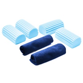 SEIBUR® 4 Magic Dust Catcher Sponges + 2 Microfibre Cloths | Cleaning Sponge, Wet Duster for Cleaning Home, Car, etc (Blue)