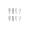 Set of 24 Nail Tips, Gray-White, Marble, Flash Long, Adult