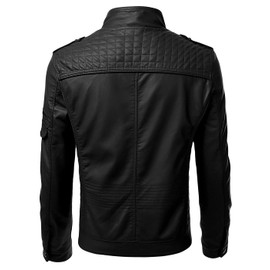 DECIMAL Men's Black Genuine Lambskin Leather Biker Jacket VINTAGE REAL MOTORCYCLE JACKETS FOR MEN (XX-LARGE)