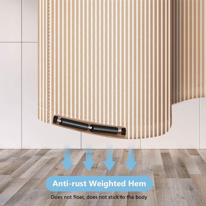 Dufu Shower Curtain 180 x 200 Beige Waterproof Polyester Bath,