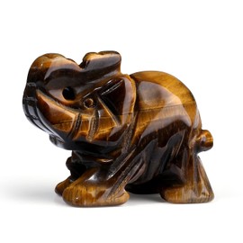 XIANNVXI Tigers Eye Crystal Elephant Ornament Crystals Elephant Figurine Reiki Natural Carved Gemstone 1.5" Cute Lucky Elephant Gifts