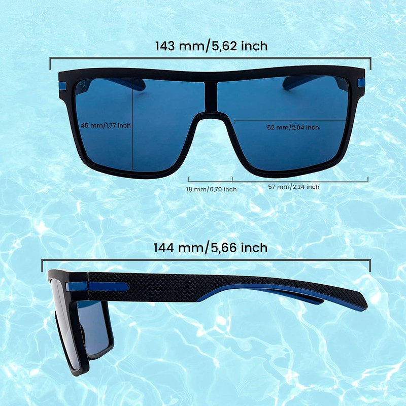 SQUAD Sunglasses for Men Rectangular Oversized Frame Black Pair Lens