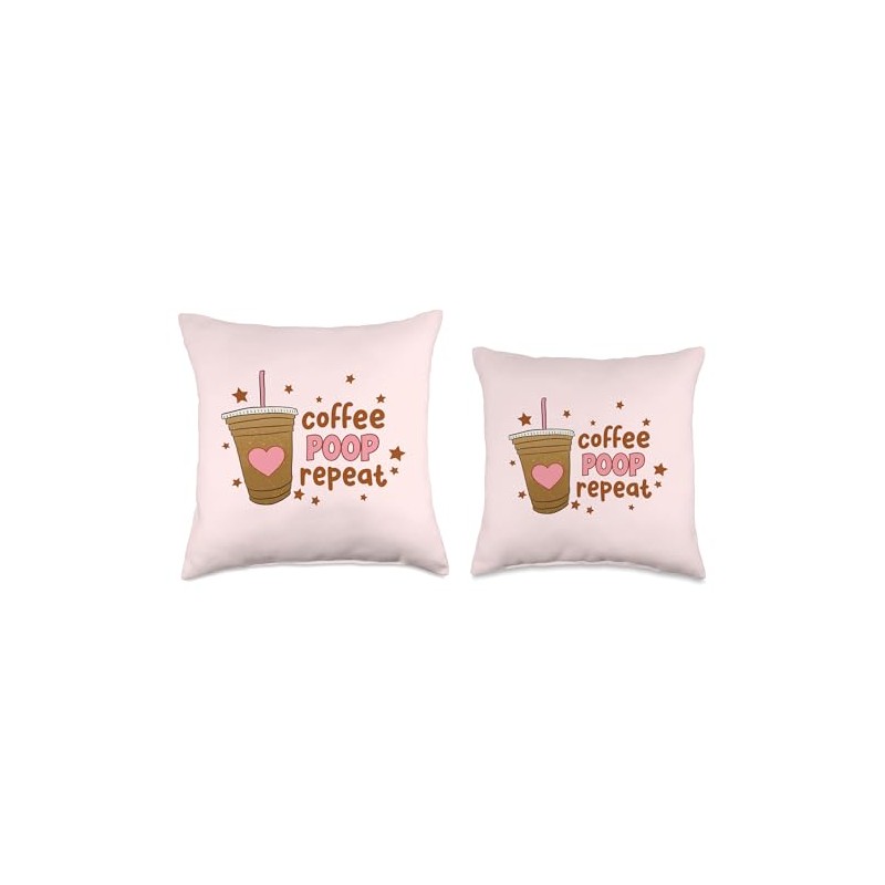 Coffee Poop Repeat Throw Pillow