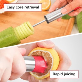 Vegetable Corer, Stainless Steel Vegetable Drill Fruit Corer with 4 Size Veggie Drill for Coring and Hollowing Out Zucchini, Cucumber, Potatoes, Carrot
