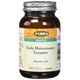 Flora Flora Health Daily Maintenance Digestive Enzyme Supplement to Aid Protein Digestion - Help Prevent Gastrointestinal Intolerance of Fermentable Carbohydrates, Gluten-Free, 60 Vegetarian Capsules