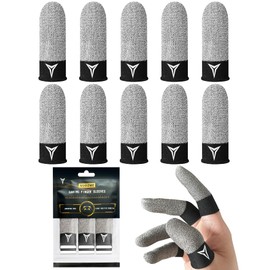 2025 Upgrade: Longer Size for 5 Fingers,Visible Pure Silver & Carbon Fiber Professional Finger Sleeves for Mobile Gaming–No Rubber Band, Maximum Touch Sensitivity, Anti-Sweat,10 Pack