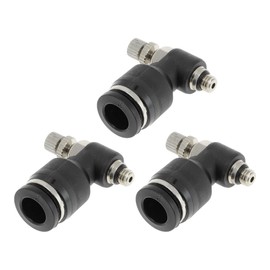 HOPESPANNER Push to Connect Air Fittings 5/16" 90 Degree Air Flow Control Valve Plastic Metal M5 3 Pcs Black Silver Tone
