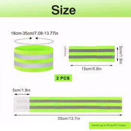 zurabini High Visibility Armbands,Running Safety Gear Reflective Wristbands Bike Ankle Bands Reflector Armband Hi Vis Arm Straps High Vis Security Arm Band Reflective (2 PCS)
