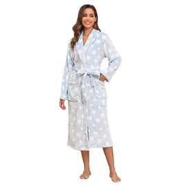 RONGTAI Plush Warm Women Robes Lightweight and Soft Spa & Bath robe for Birthday and Holiday Gifts (Light Blue, S)