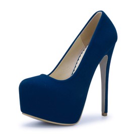 OCHENTA - Zapatos de tacón Alto con Plataforma Oculta para Mujer, Azul (Velvet Blue), 9 US