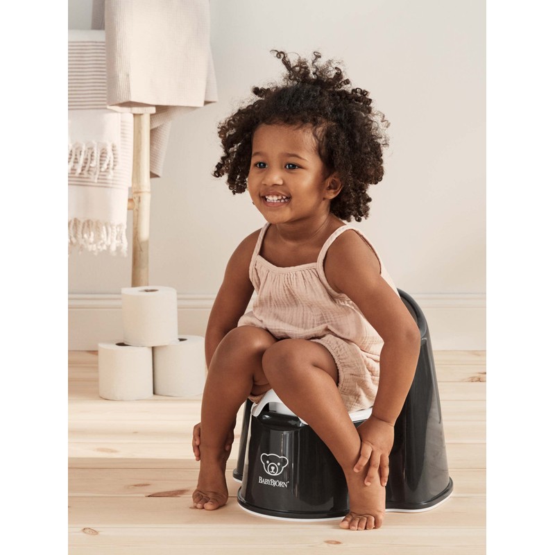BabyBjörn Potty Chair, Black/White Potty Training Toilet, Easy-to-Clean, Removable Inner