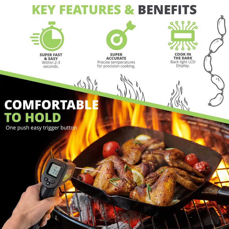 Oliver's Kitchen® Infrared Thermometer - User-Friendly - Measure Temperature with