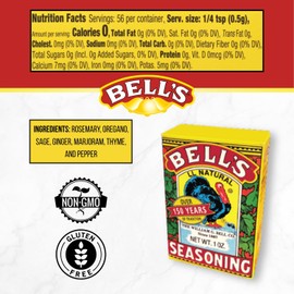 Bell's All Natural Seasoning – 1 oz Box – Classic Salt-Free Poultry Blend – Gluten-Free, Kosher, Non-GMO (Pack of 4)