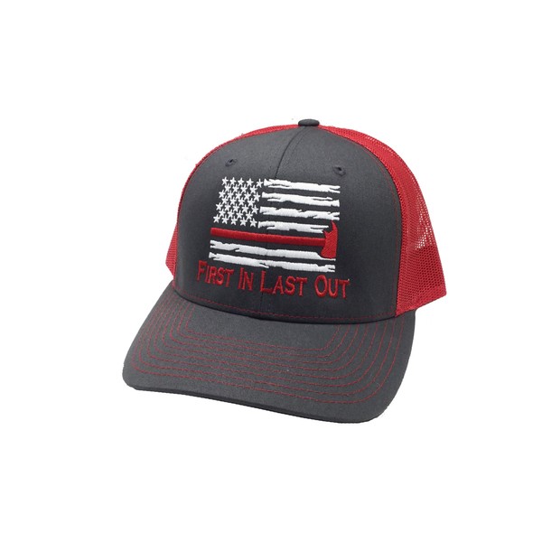 Trenz Shirt Company Firefighter Axe Flag Trucker Hat, First in
