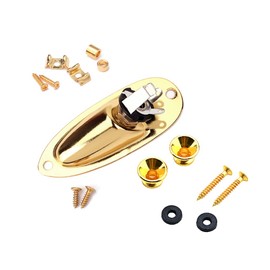 RuiJOTWAT Electric Guitar String Retainer Tree,Strap Button and Boat Output Input Jack Plate Sockets for Guitar Replacement Parts,with Mounting Screws Gold