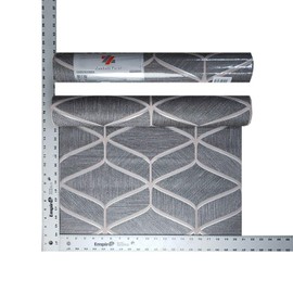 Wallcoveringsmart Gray Black Copper Metallic Faux Fabric Textured Geometric Wave Lines Wallpaper